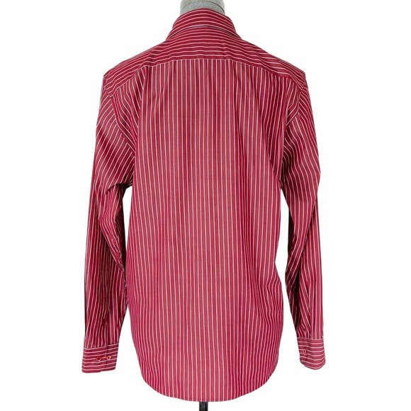 Vintage Faconnable Red‎ Striped Button Down Shirt Size Small - Picture 4 of 10